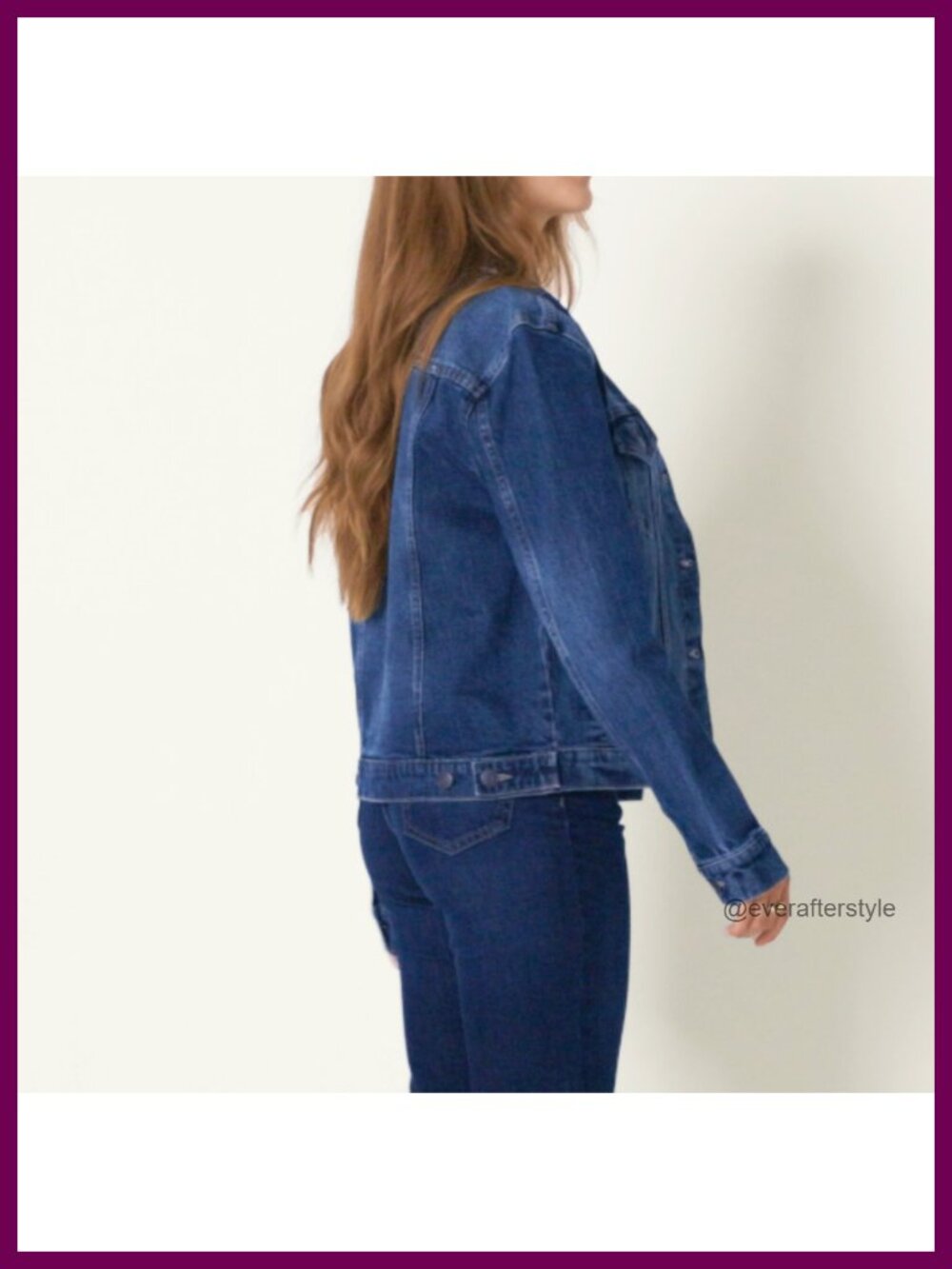 Oversized Rigid Denim Trucker Jacket Midweight Button Front Chest Pockets - Picture 6 of 6